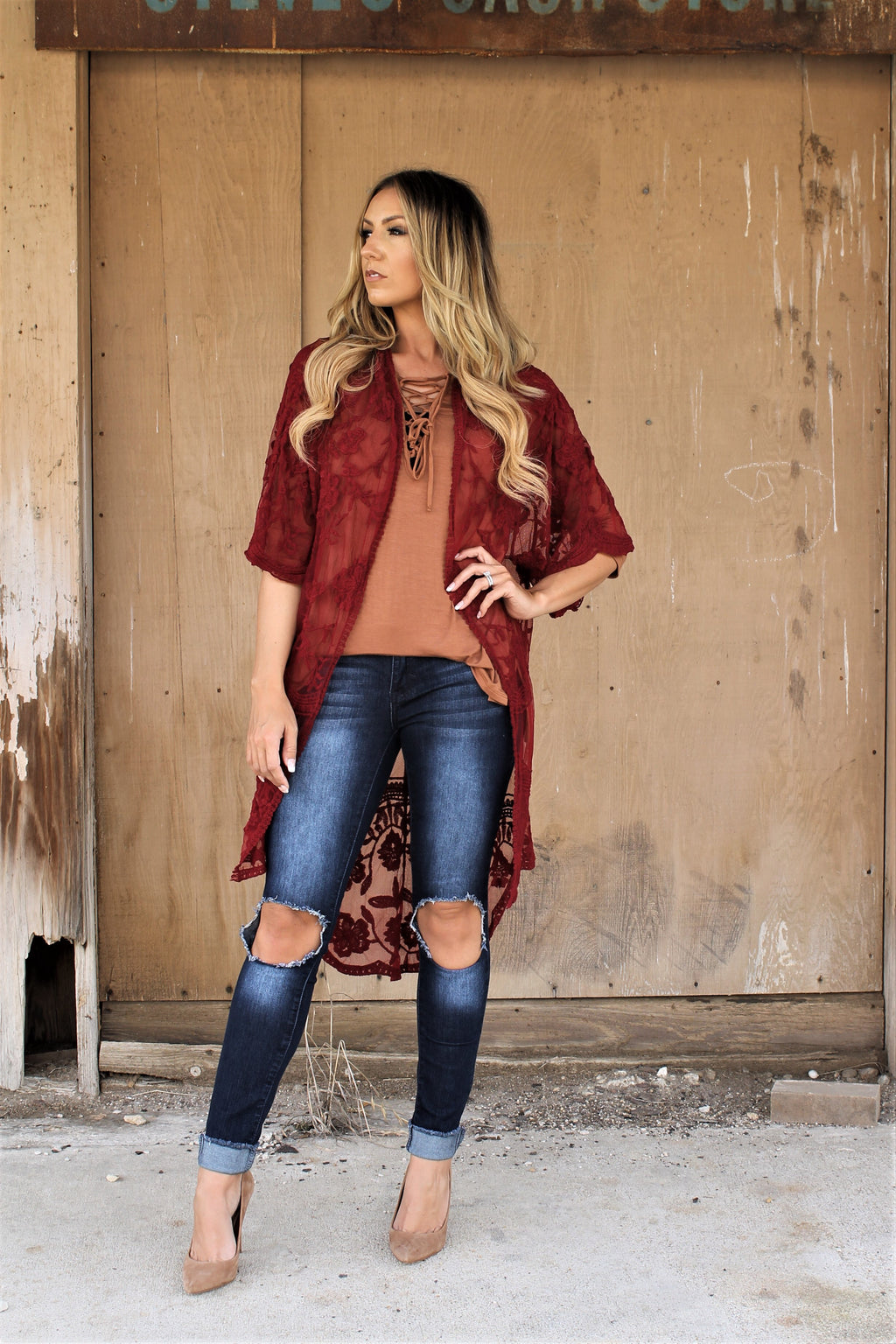 Hi-Lo Hem Lace Kimono