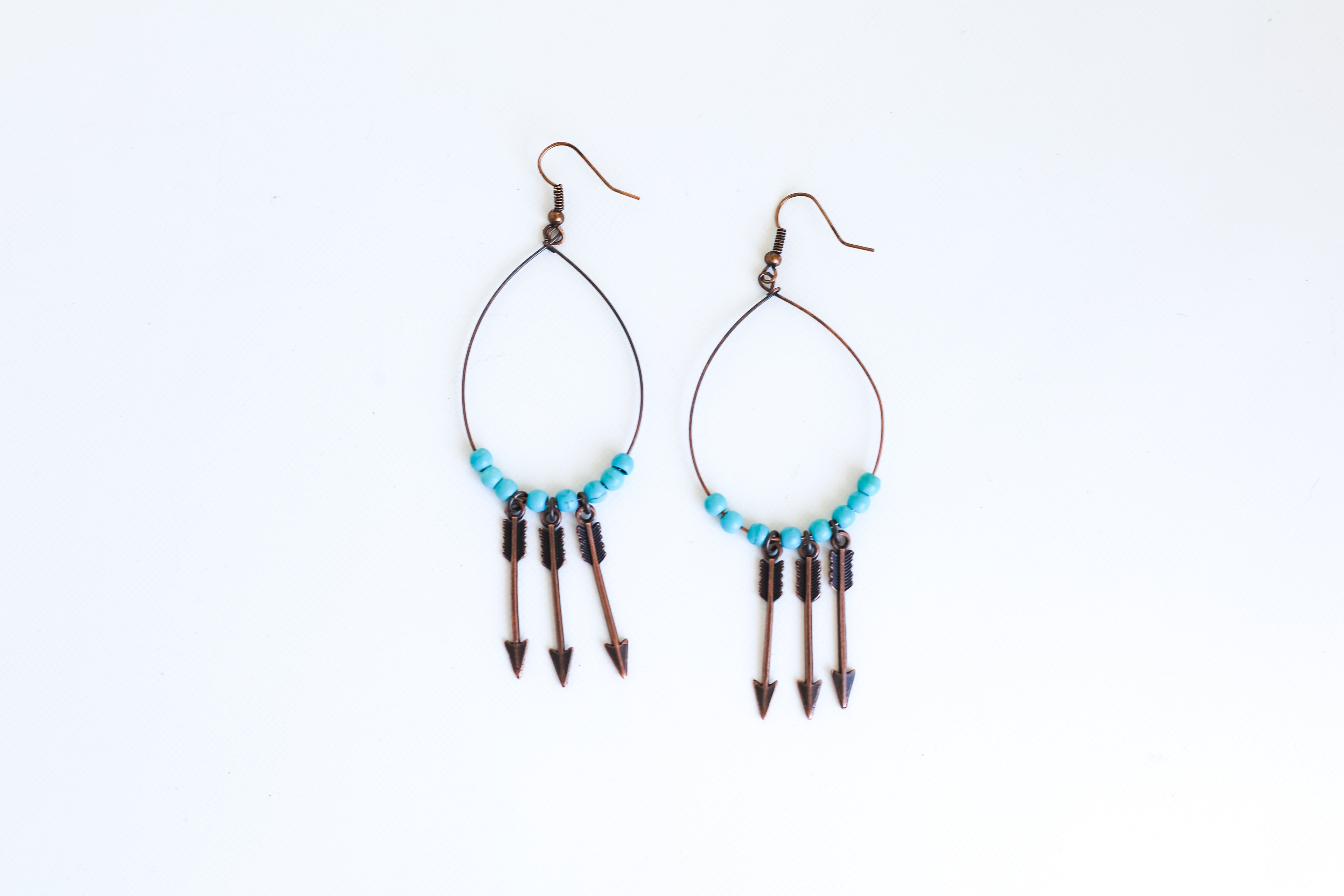 Copper Earrings with 3 Arrows