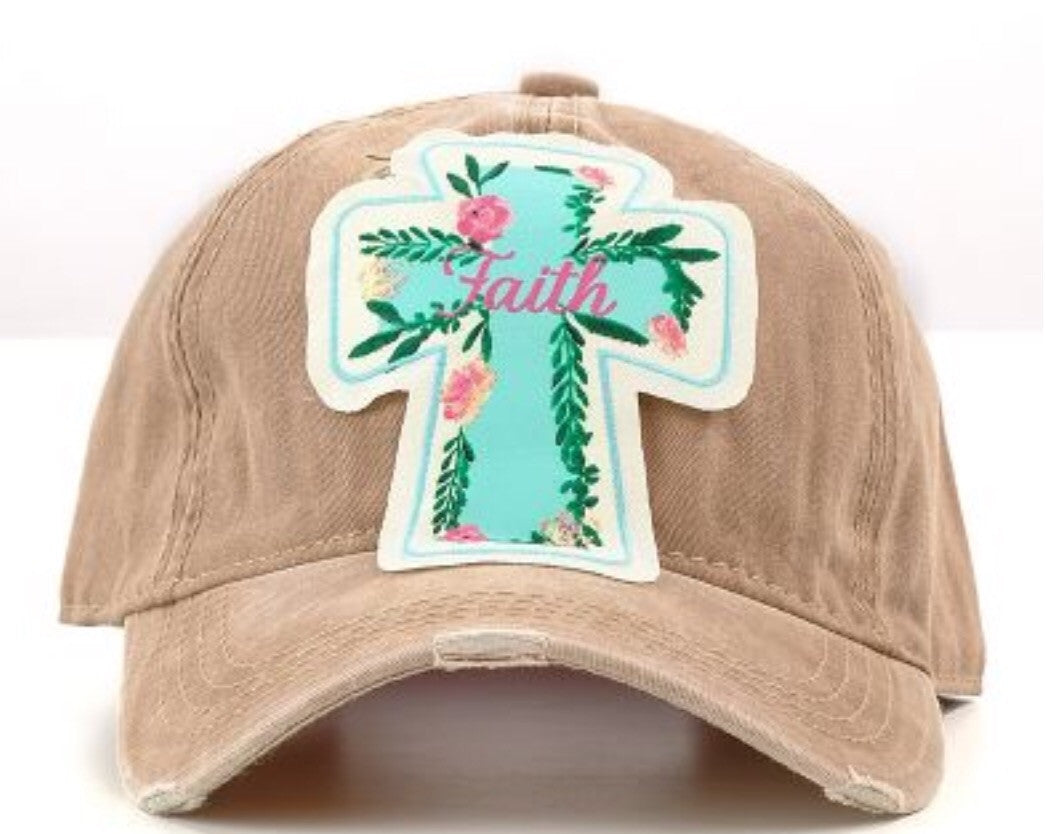 Rose Faith Cross Patch Cap