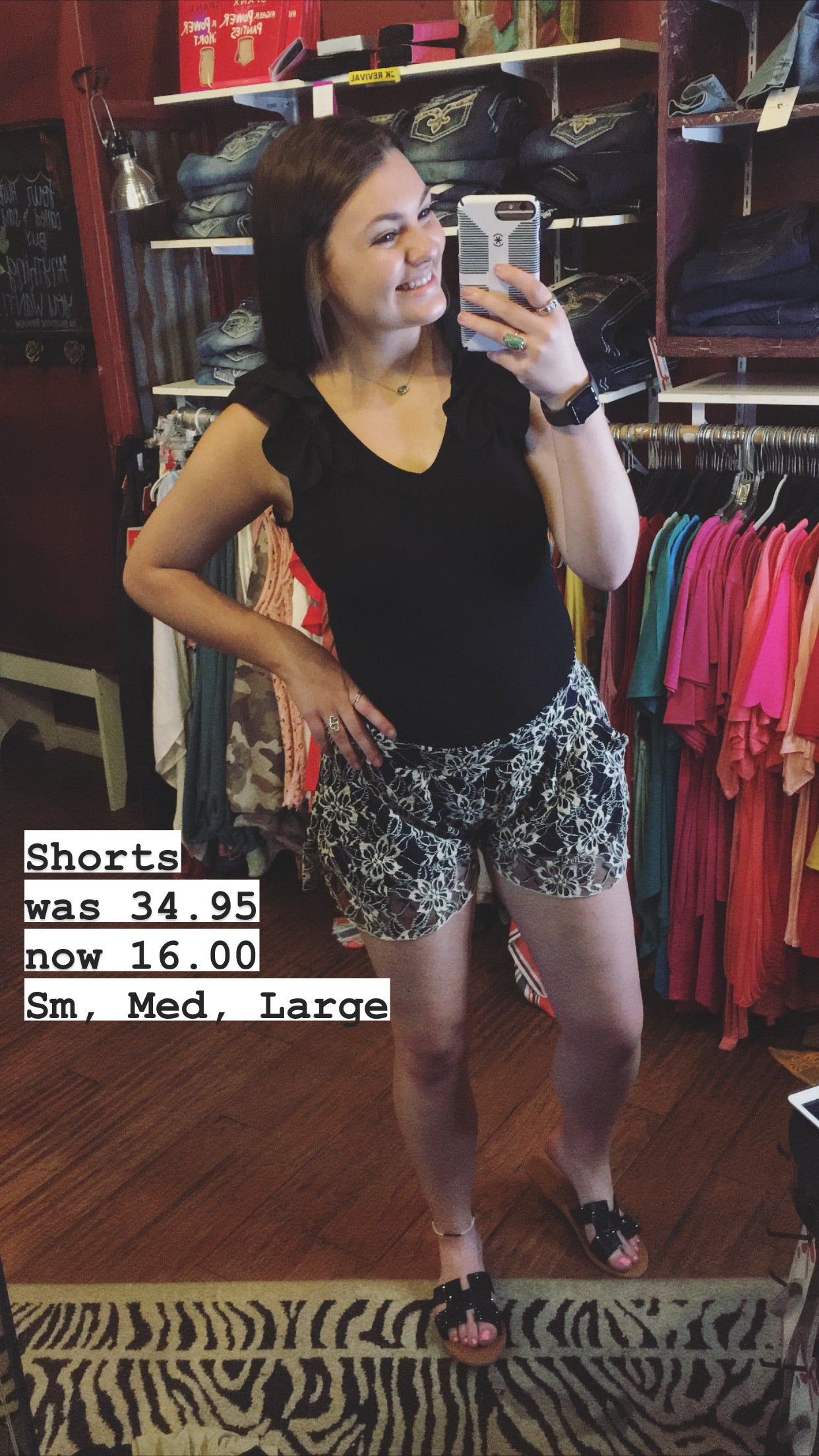 Navy and Ivory Lace Shorts -(Large)