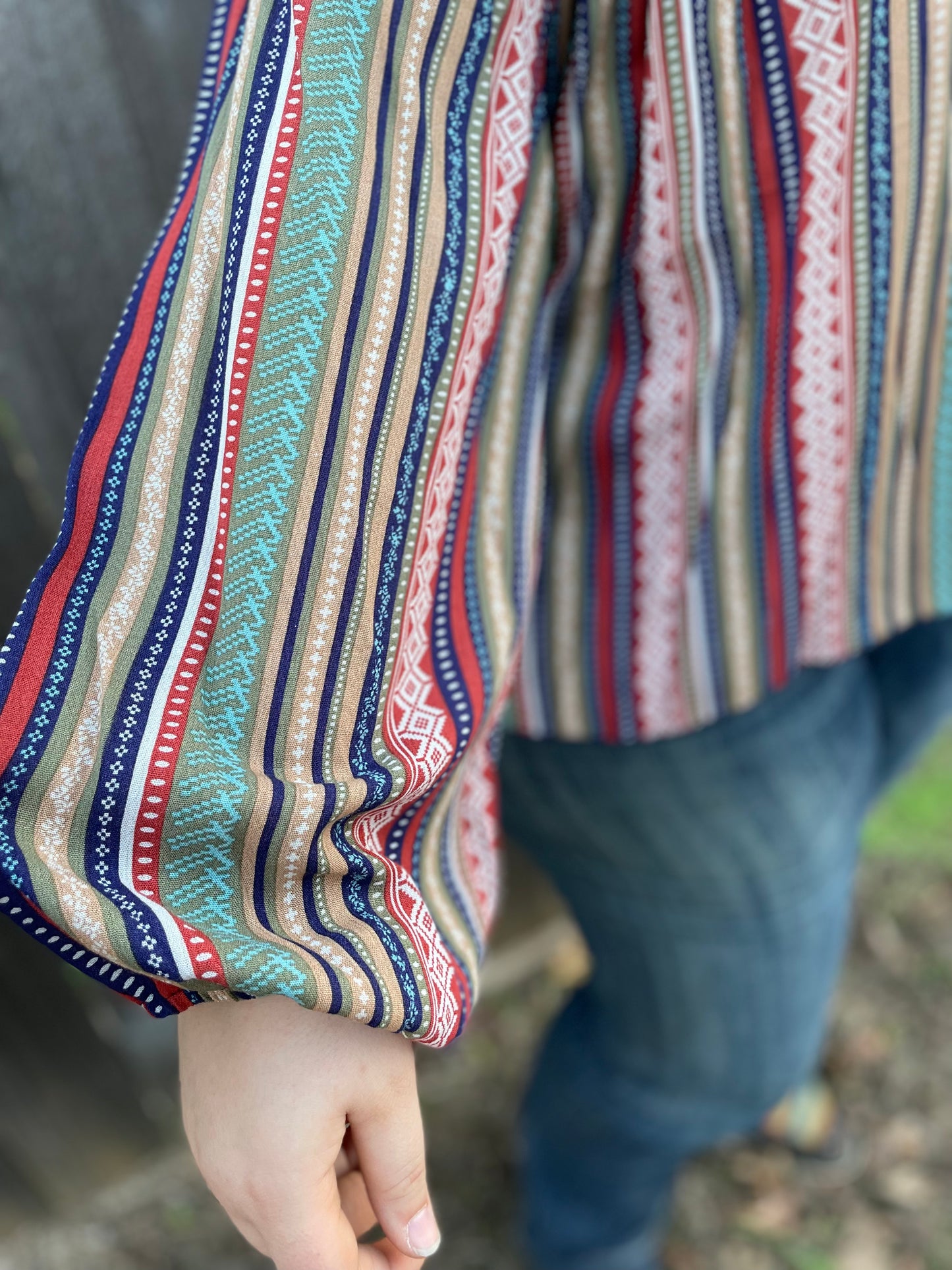 V-Neck Deset Stripe Blouse (3XL)