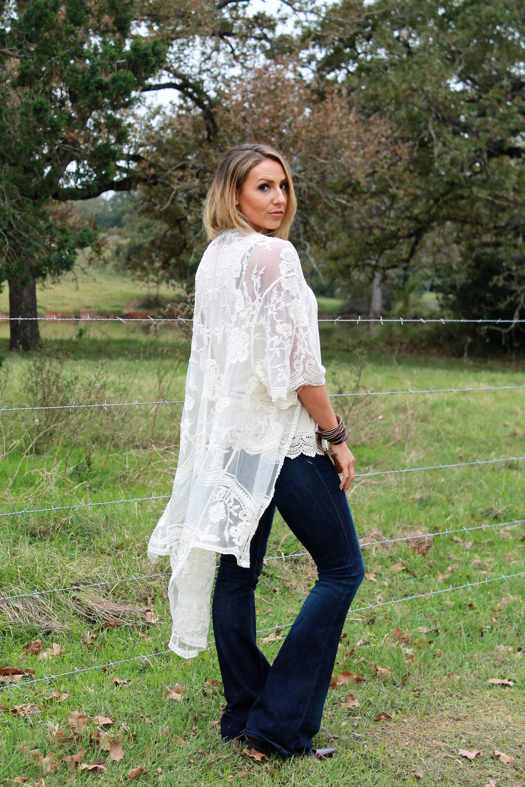 Hi-Lo Hem Lace Kimono