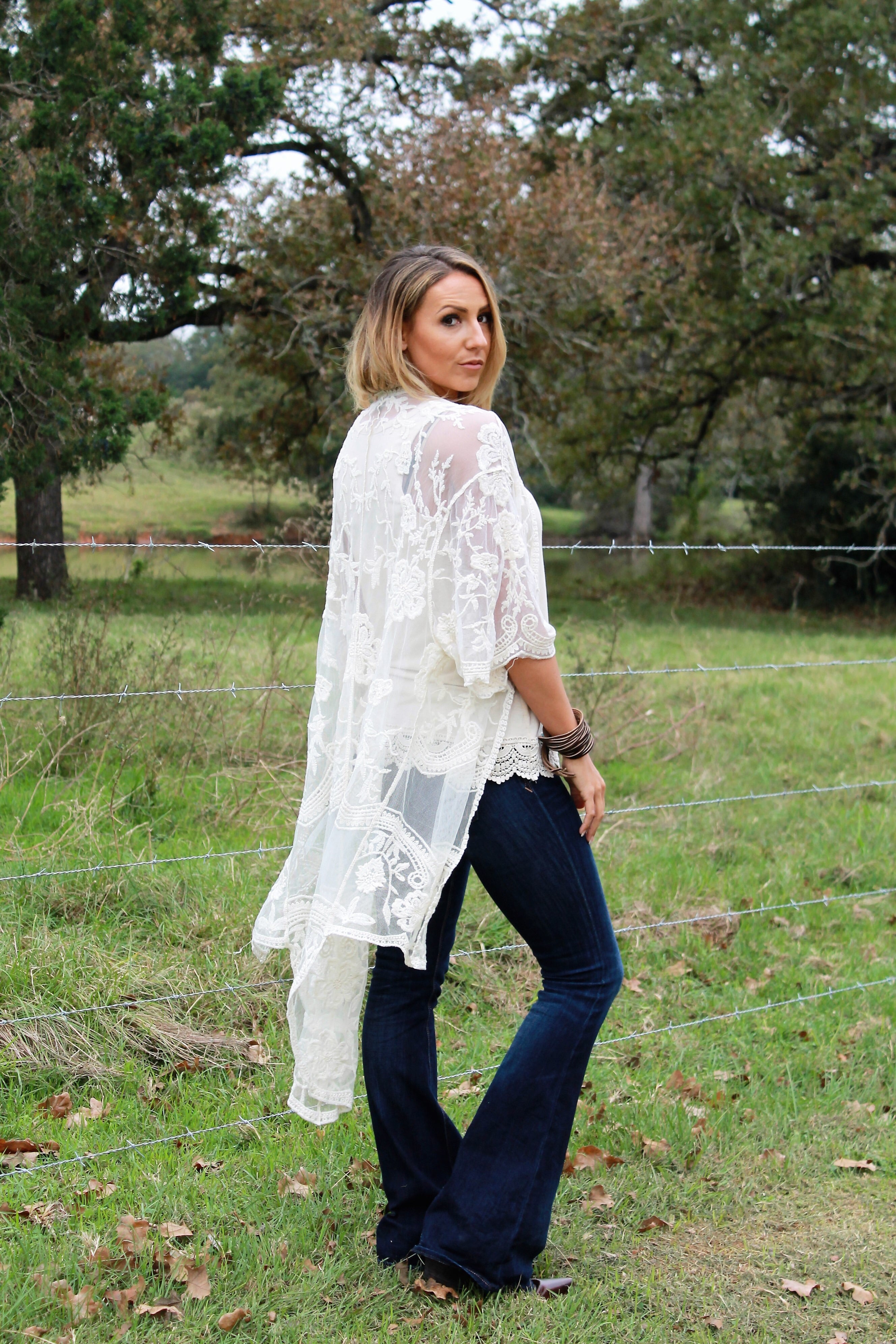 Hi-Lo Hem Lace Kimono