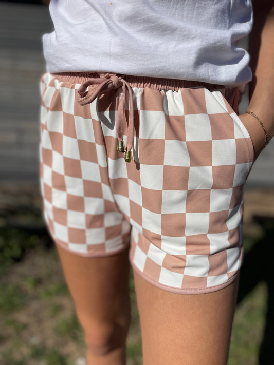 Neutral Checkered Shorts