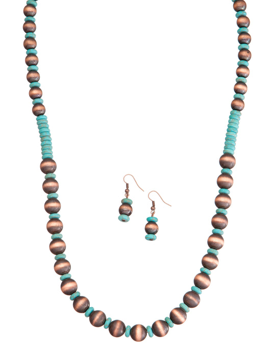 Burnished Copper and Turquoise Necklace