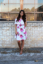 Pink Floral Off The Shoulder Dress(Small)