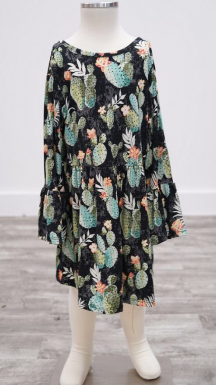 Black Cactus Kids Bell Sleeve Top LBK3D-F1390-B