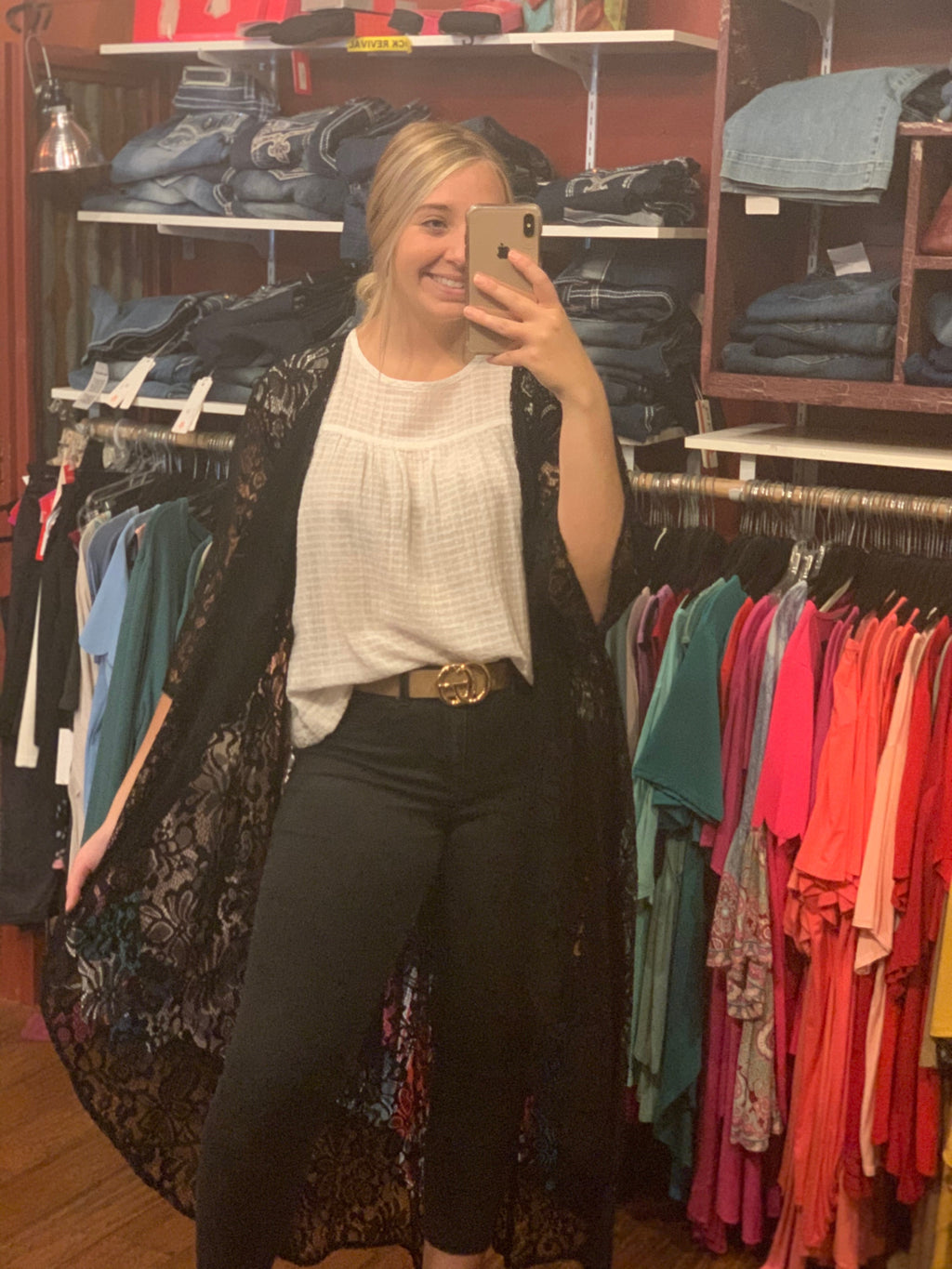 Black Lace 3/4 Sleeve Duster (3XL)