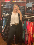 Black Lace 3/4 Sleeve Duster (3XL)