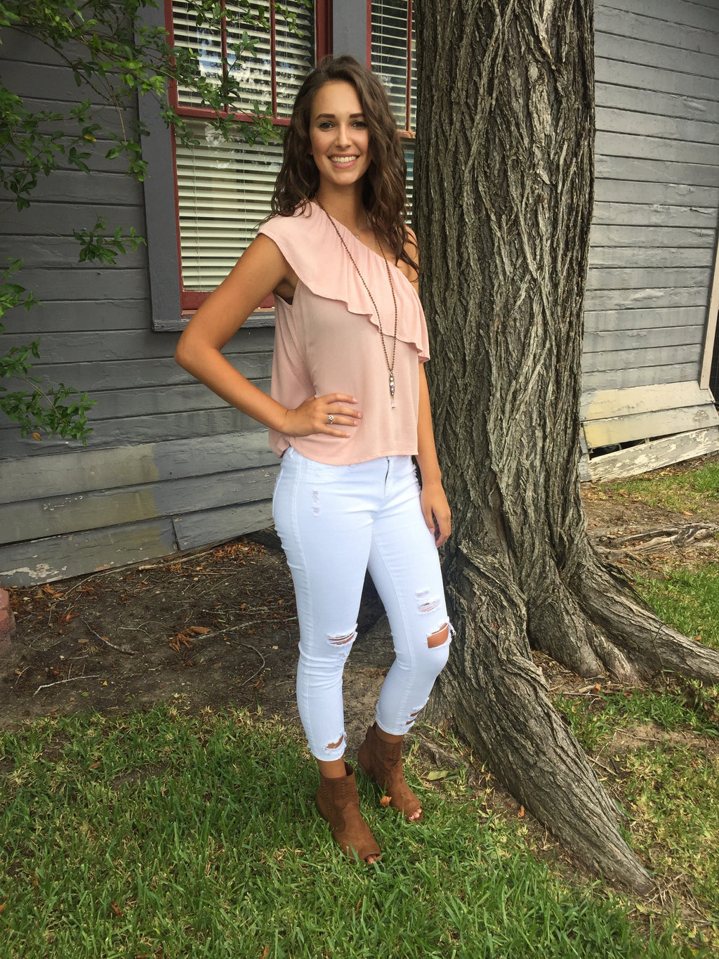 White Destroyed Cropped Ankle Jeans