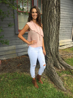 White Destroyed Cropped Ankle Jeans