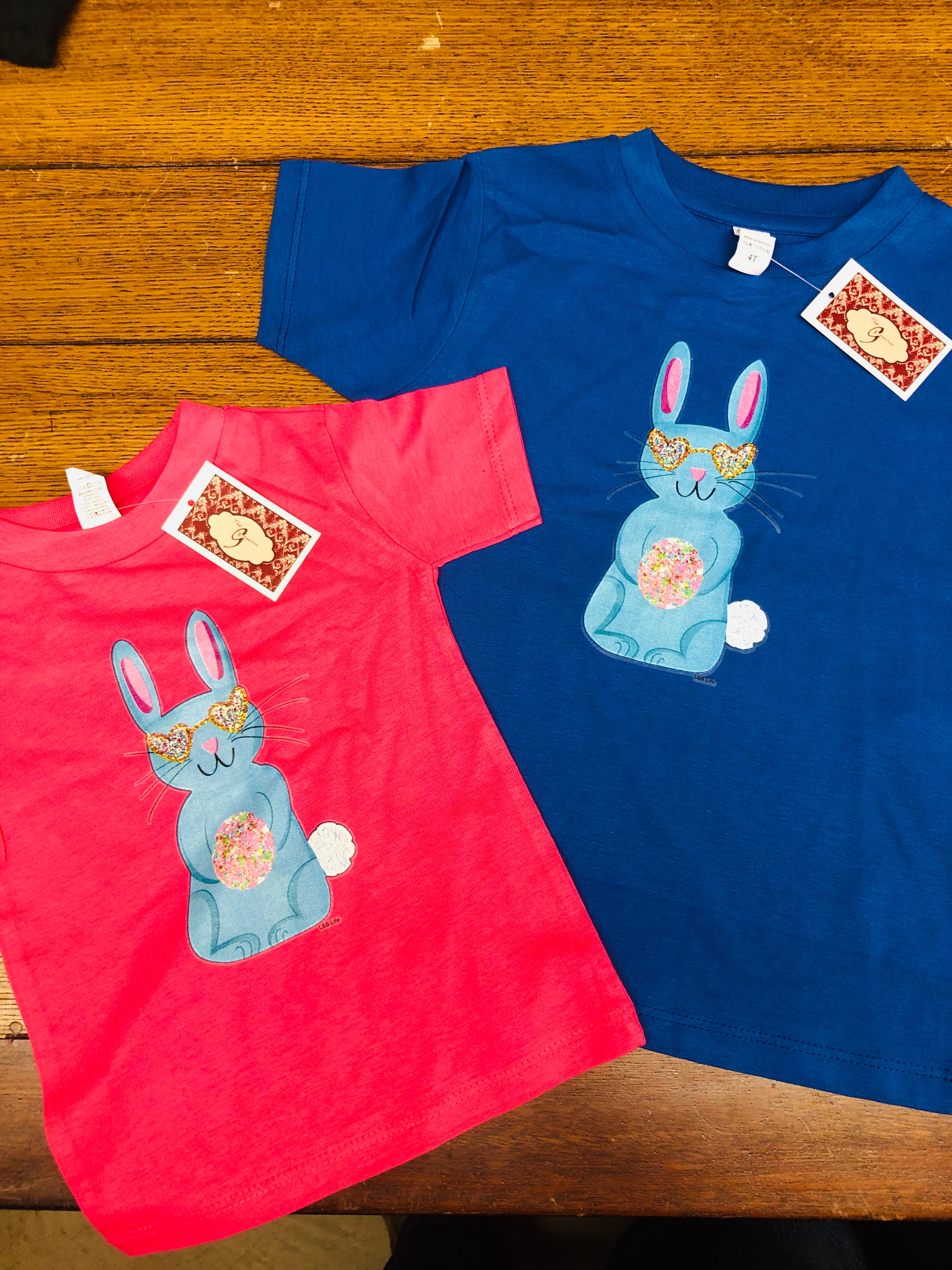 Easter Bunny Pink and Blue Infant and Youth T Shirts