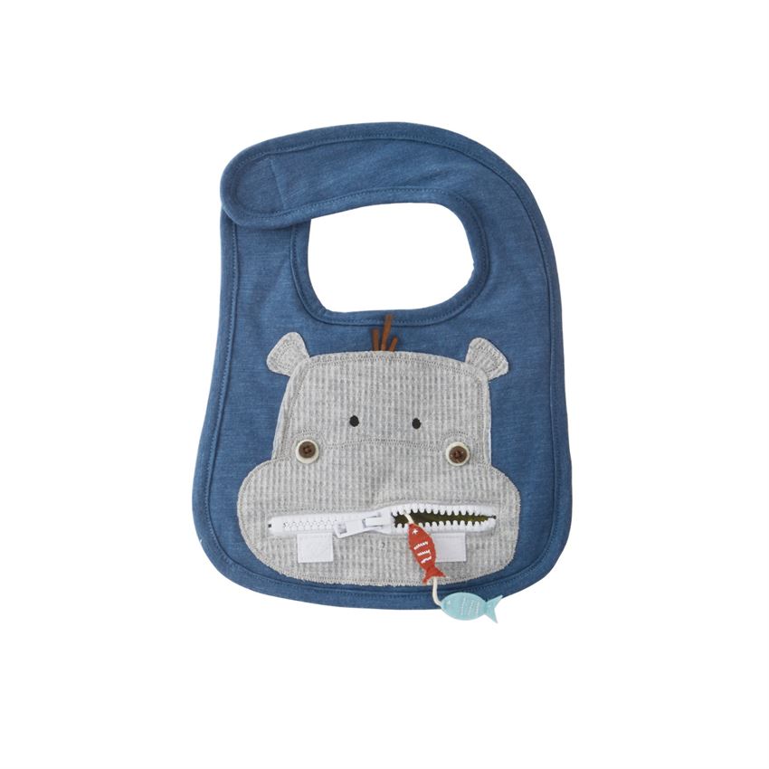 Hippo Zipper Mouth Baby Bib