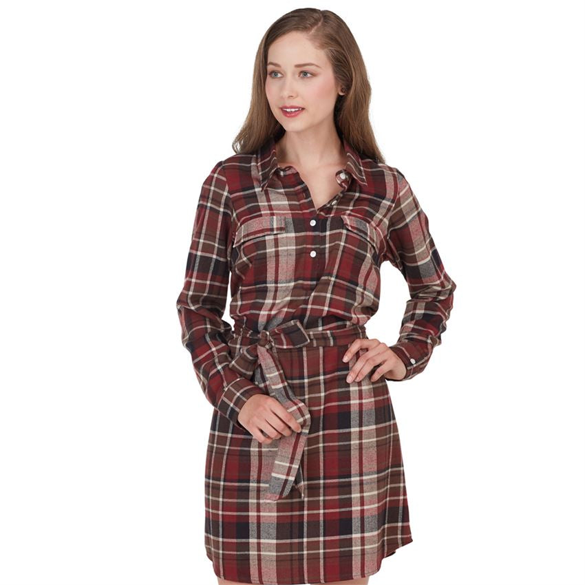 Bale Flannel Shirt Dress Burgundy
