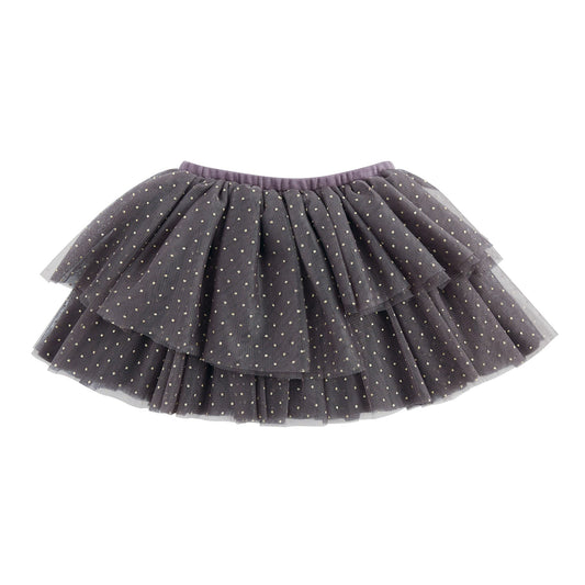 Gray & Gold Dot Tiered Mesh Tutu by Mud Pie (12m-5T)