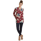 Rosalie Lace-Up Top in Berry Floral