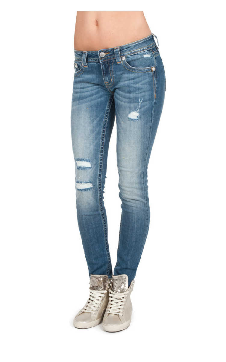 Five Pocket Skinny Jean with Slight Distress