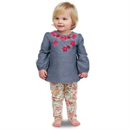 Chambray Floral Embroidered Tunic & Legging Set by Mud Pie