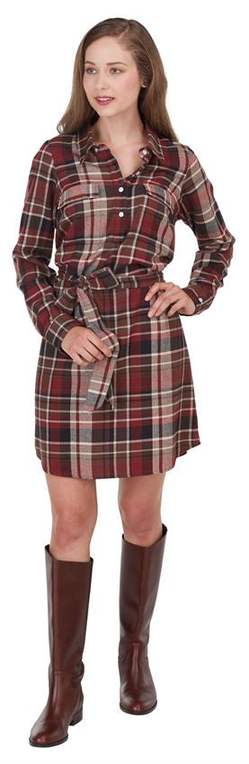 Bale Flannel Shirt Dress Burgundy