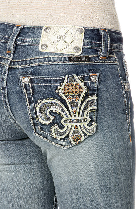 Fleur De Lis Garden Boot Cut Jeans
